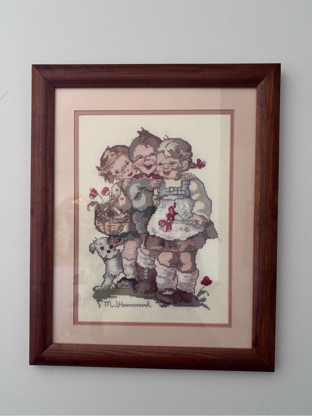Handcrafted Hummel Crosss-stitch Framed Art